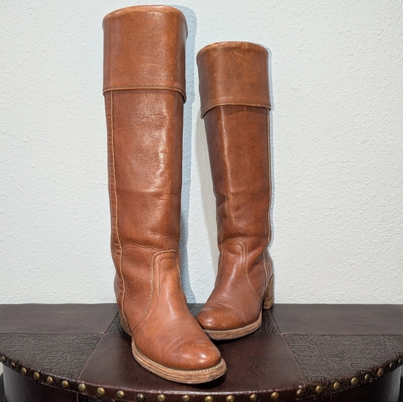 Frye Shoes - FRYE True Vintage Campus Tall Cuff Brown Boot size 7.5